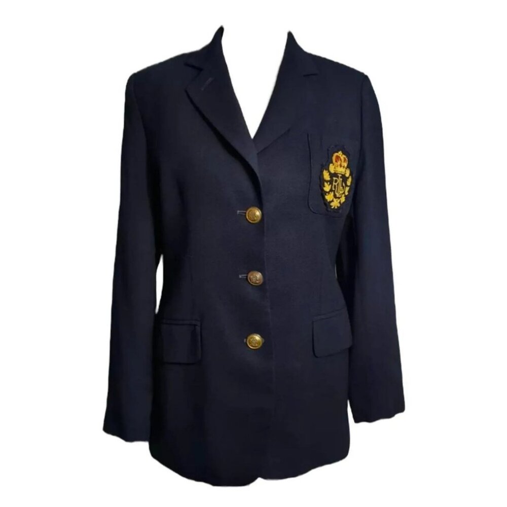 ❤️❤️Lauren Ralph Lauren 100% Wool Blazer with Crest Made in USA 8 - Picture 4 of 9